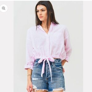 XiRENA Kytt Women's Pink Striped Button Down Shirt 🎀 100% Cotton